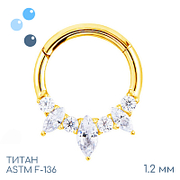 Кольцо-кликер Petals 3K Crystal Gold 1.2 мм (16 G)